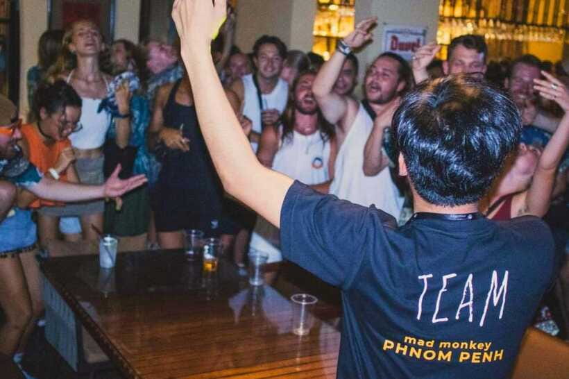 Phnom Penh Pub Crawl with Free Mad Monkey Singlet - 7:00 PM to the early part of the crawl: hostel welcome time
