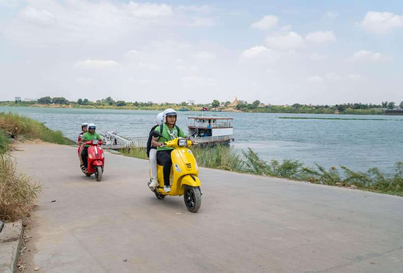 Phnom Penh Silk Island Sunset Vespa Tour / Tuk Tuk Available - Pickup, ferry departure, and how the 3:00 pm start works